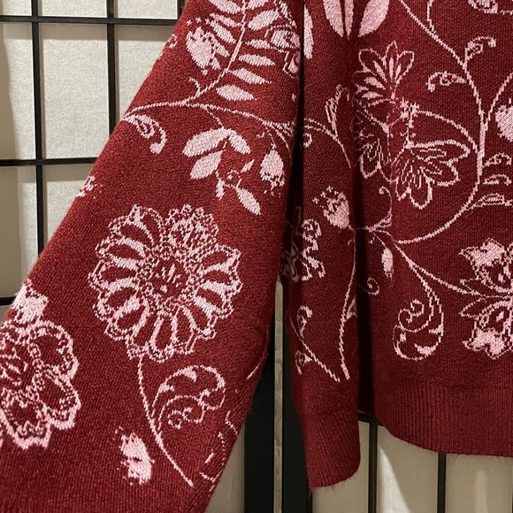 Kate & Sam Red FLORAL PULLOVER MOCK NECK WOMENS SWEATER SIZE XL - Picture 6 of 11